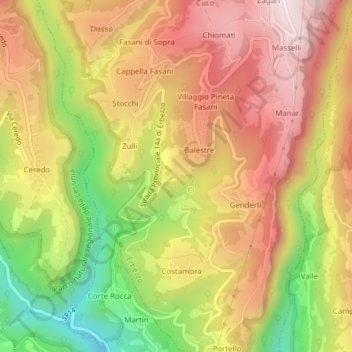 Topografisk kort Schioppi, højde, terræn