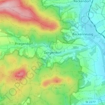 Topografisk kort Dorgendorf, højde, terræn
