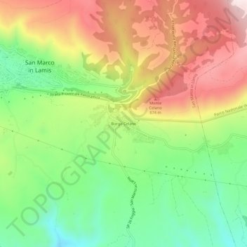 Topografisk kort Borgo Celano, højde, terræn