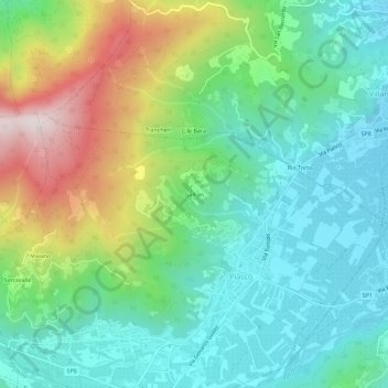 Topografisk kort Gallian, højde, terræn