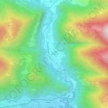 Topografisk kort Avegno, højde, terræn