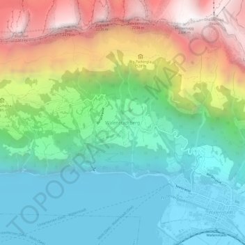 Topografisk kort Walenstadtberg, højde, terræn