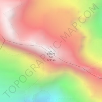 Topografisk kort Batura Sar, højde, terræn
