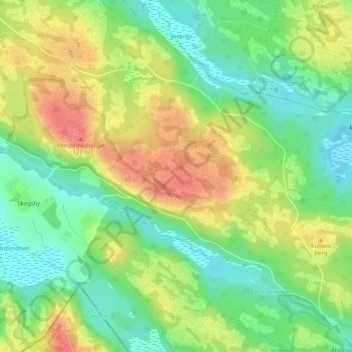 Topografisk kort Skogsbyås, højde, terræn