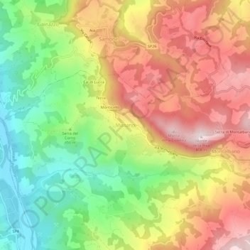 Topografisk kort Missano, højde, terræn