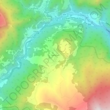 Topografisk kort Spelonga, højde, terræn