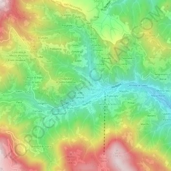Topografisk kort Tezzetta, højde, terræn