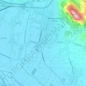 Topografisk kort Le Case, højde, terræn