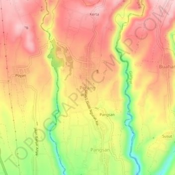 Topografisk kort Petang, højde, terræn