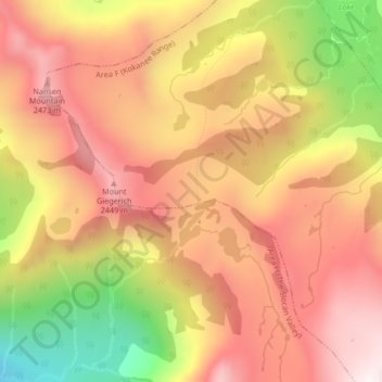 Topografisk kort Lemon Pass, højde, terræn