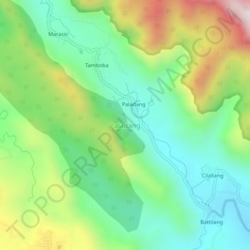 Topografisk kort Paladang, højde, terræn