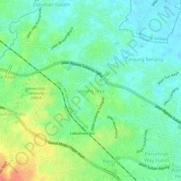 Topografisk kort Sepang Jaya, højde, terræn
