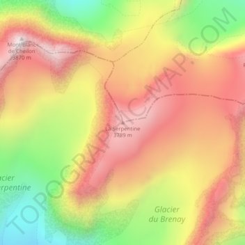 Topografisk kort La Serpentine, højde, terræn