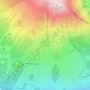 Topografisk kort Nicolosi Nord, højde, terræn