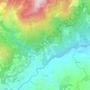 Topografisk kort Acquabona, højde, terræn