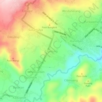 Topografisk kort Cigadung, højde, terræn