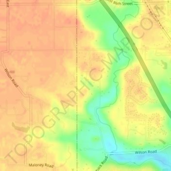Topografisk kort Warren Lake Dam, højde, terræn