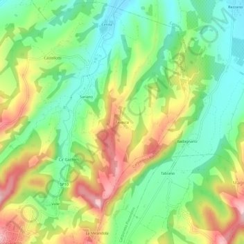 Topografisk kort Tavasca, højde, terræn