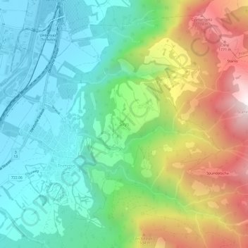 Topografisk kort Says, højde, terræn