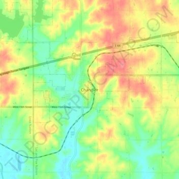 Topografisk kort Chandler, højde, terræn