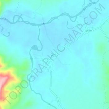 Topografisk kort Gintu, højde, terræn