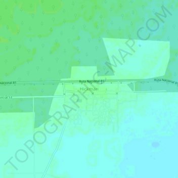 Topografisk kort Hickman, højde, terræn