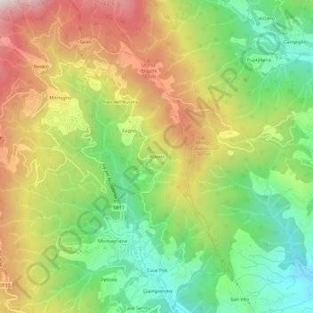 Topografisk kort Rovaci, højde, terræn