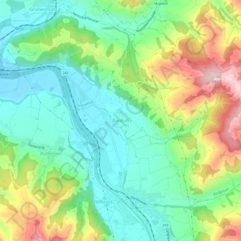 Topografisk kort Ranflüh, højde, terræn