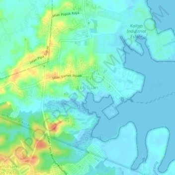Topografisk kort Lok Tuan, højde, terræn