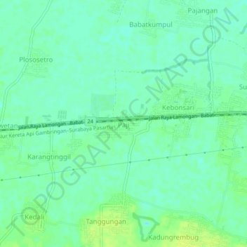 Topografisk kort Paji, højde, terræn