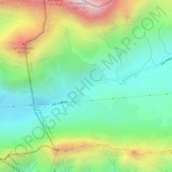 Topografisk kort Albulapass, højde, terræn