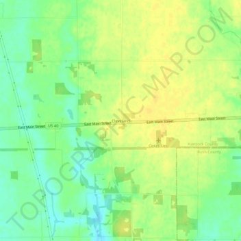 Topografisk kort Cleveland, højde, terræn