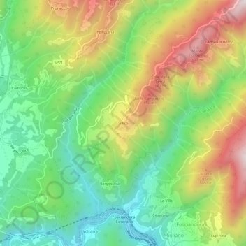 Topografisk kort Sillico, højde, terræn