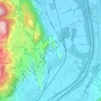 Topografisk kort Murris, højde, terræn