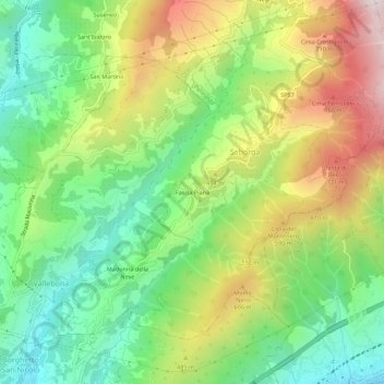 Topografisk kort Fascia Piana, højde, terræn