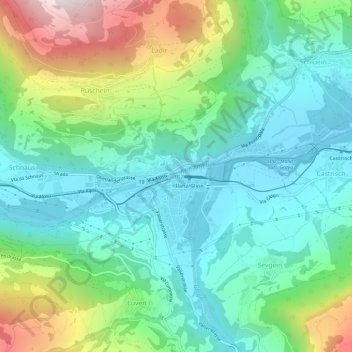 Topografisk kort Ilanz, højde, terræn