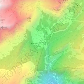 Topografisk kort Alpe Devero, højde, terræn
