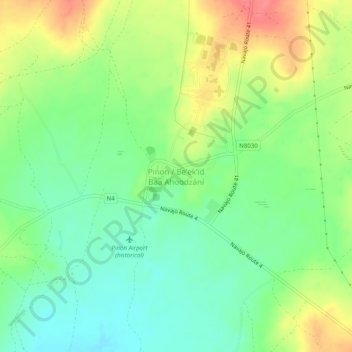 Topografisk kort Pinon, højde, terræn