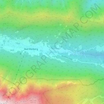 Topografisk kort Hüttendorf, højde, terræn