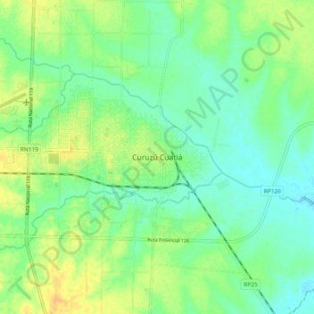 Topografisk kort Curuzú Cuatiá, højde, terræn