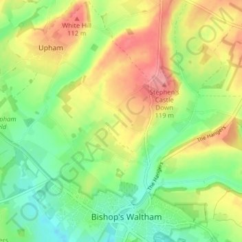 Topografisk kort Ashton, højde, terræn