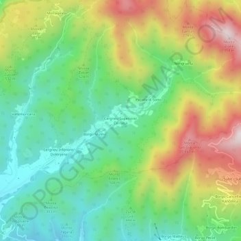 Topografisk kort Cergneu, højde, terræn