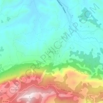 Topografisk kort Salakos, højde, terræn