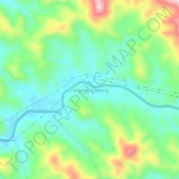 Topografisk kort Tanjung Gadang, højde, terræn