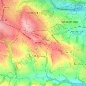 Topografisk kort Highlane, højde, terræn