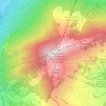 Topografisk kort Stanserhorn, højde, terræn