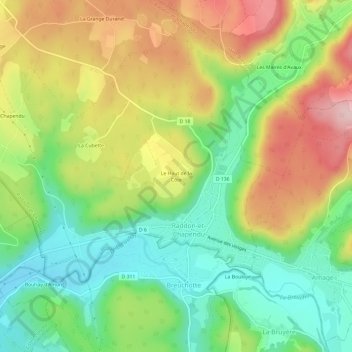 Topografisk kort Le Haut de la Côte, højde, terræn