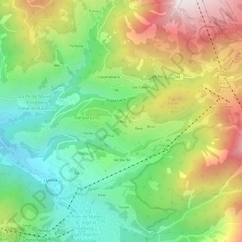 Topografisk kort Clea, højde, terræn