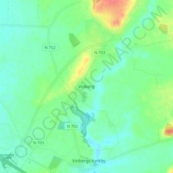 Topografisk kort Vinberg, højde, terræn