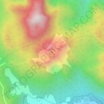 Topografisk kort Mount Sibayak, højde, terræn
